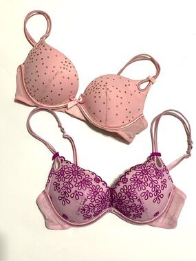 Lot of 2 Victoria’s Secret Sexy Little Things Bras Bundle Push Up 32B